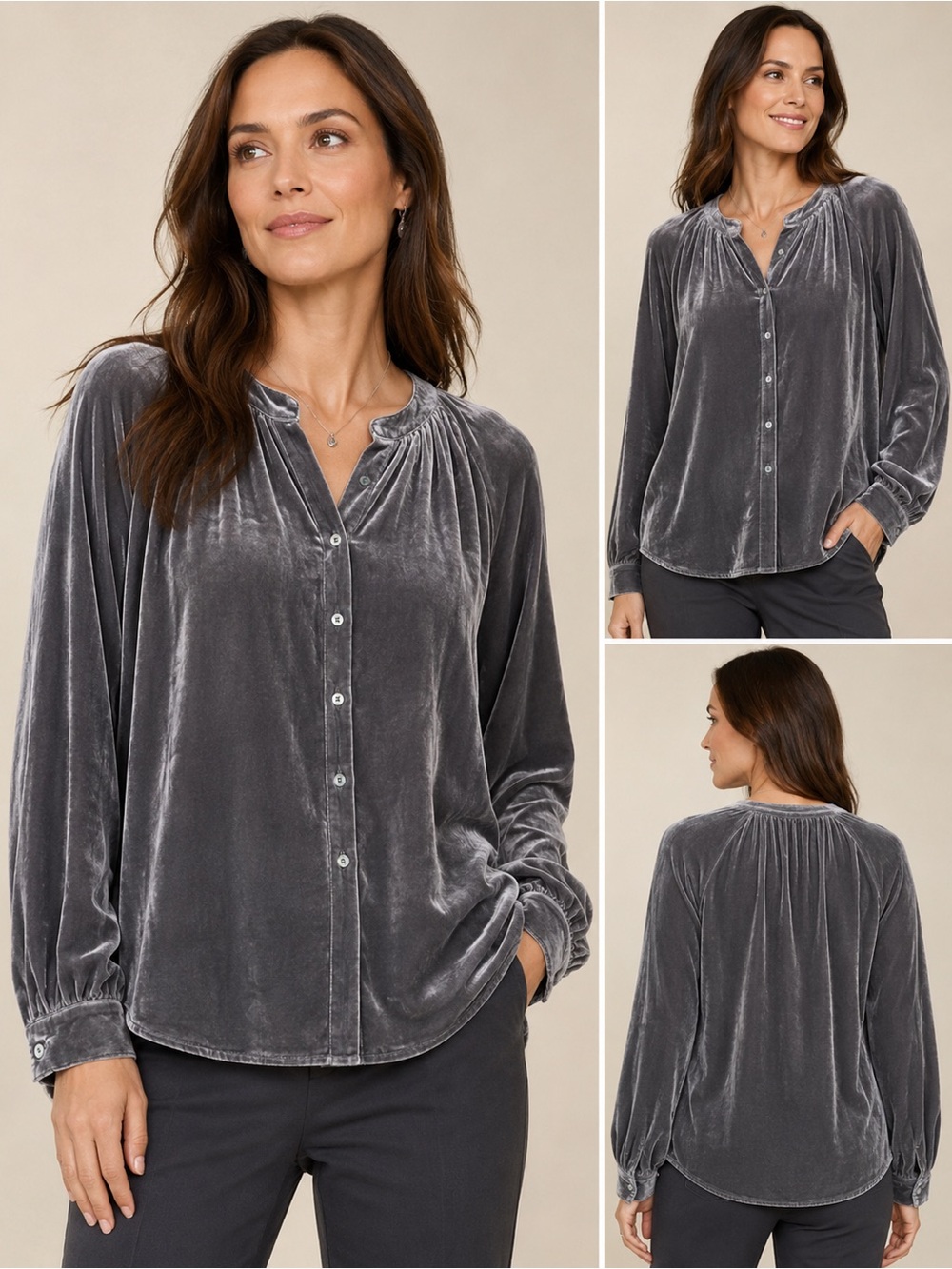 J.‎ Jill NWT Velvet Prairie Blouse Greystone Size Small